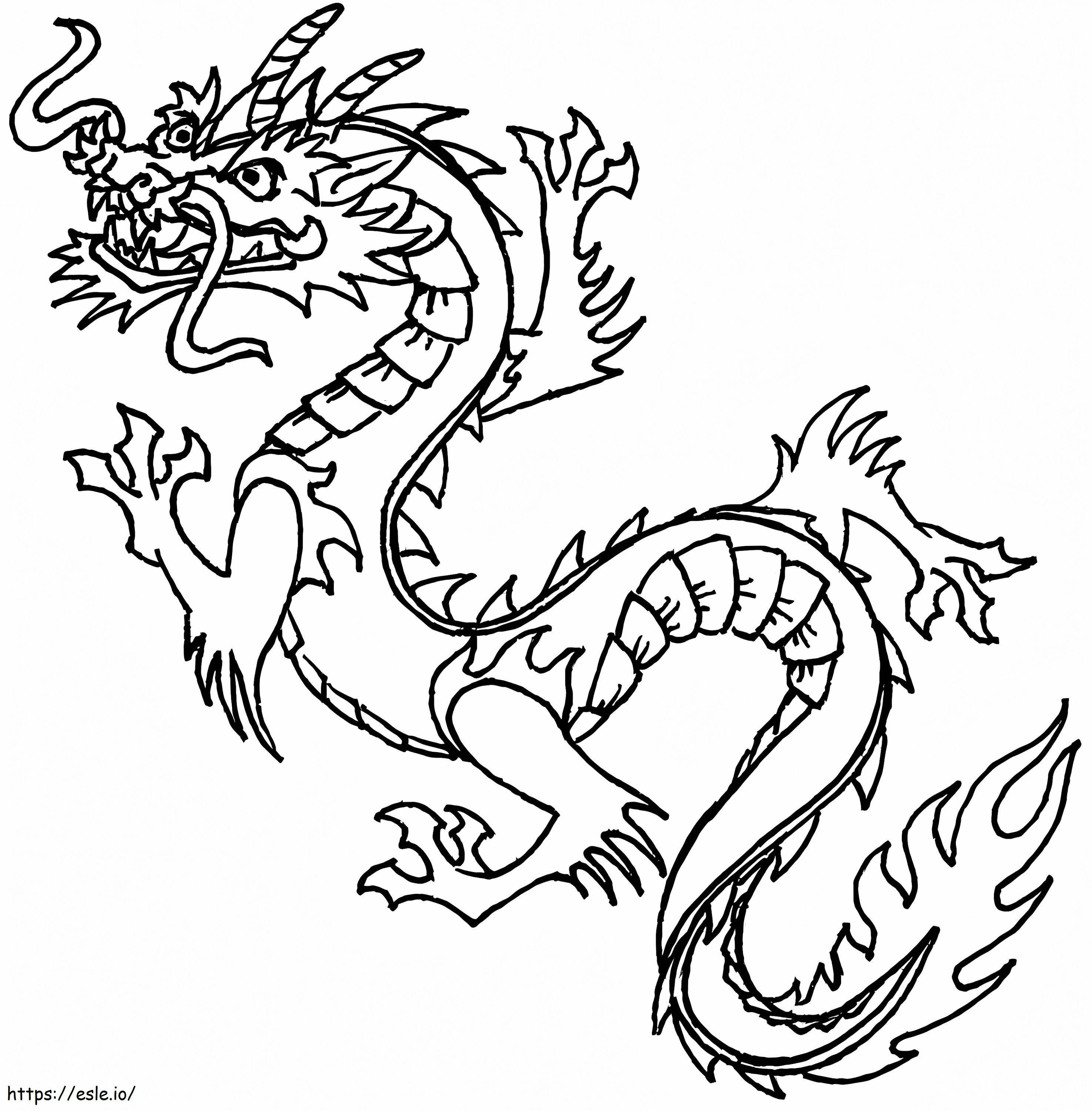 dragón chino enojado para colorear