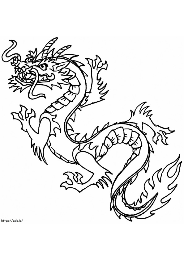 Dragon chinezesc furios de colorat