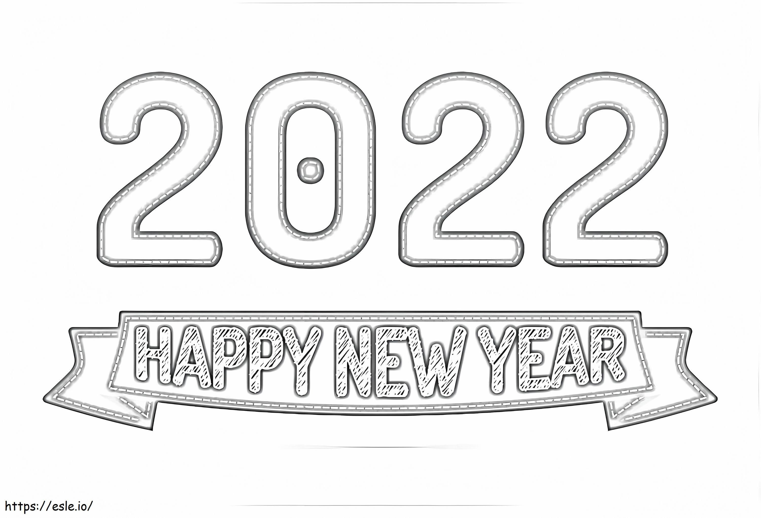Happy New Year 2022 Banner coloring page