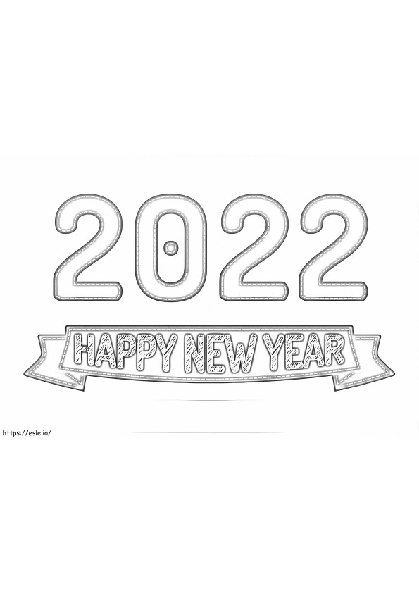 Feliz Año Nuevo 2022 Banner para colorear
