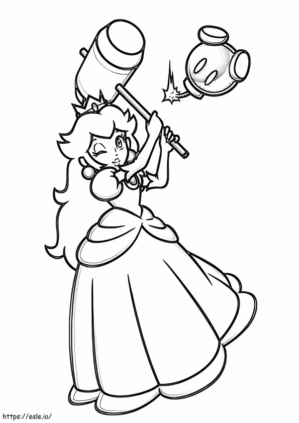 Princess Peach Hammer coloring page