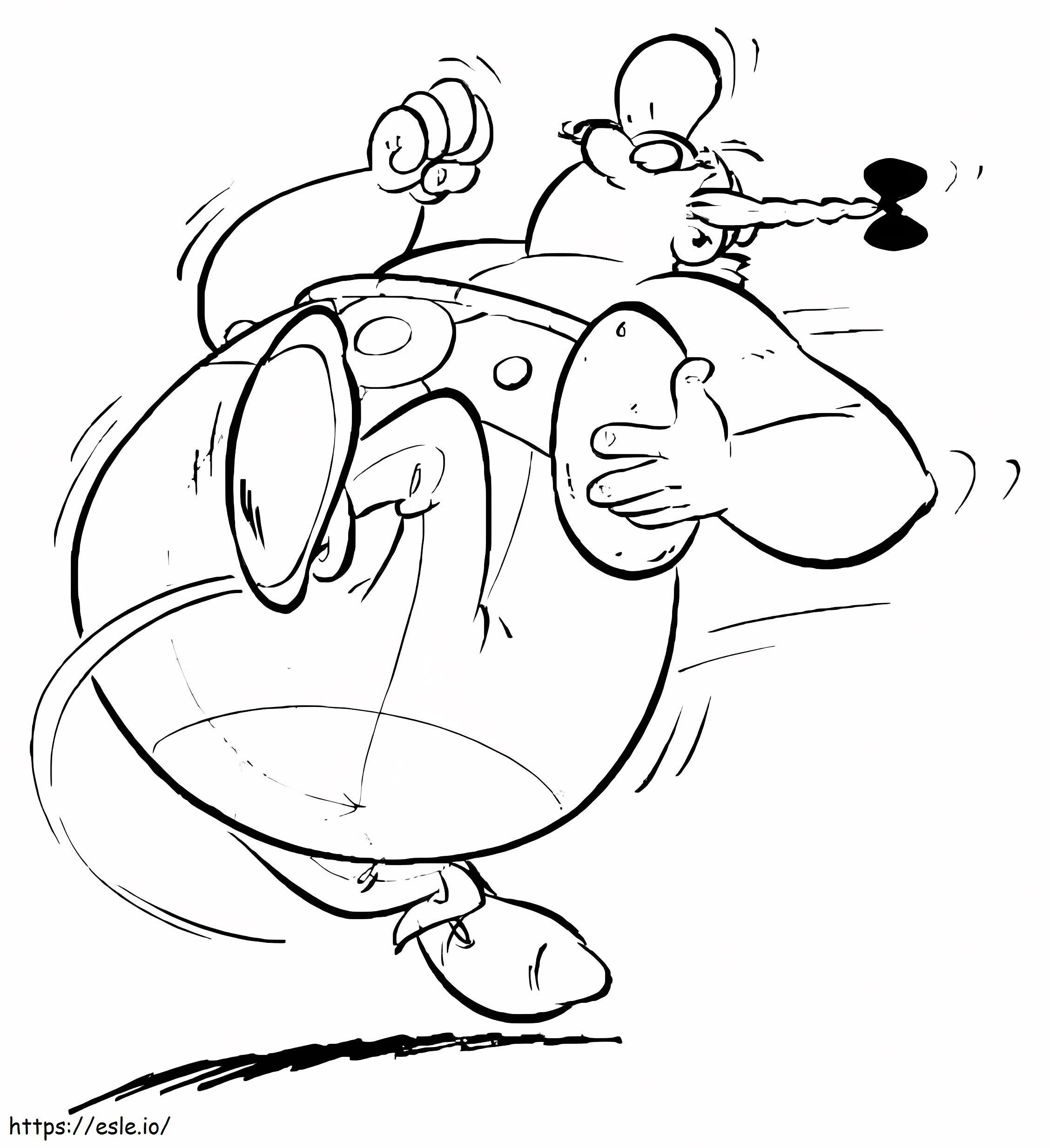 Obelix está jogando rugby para colorir