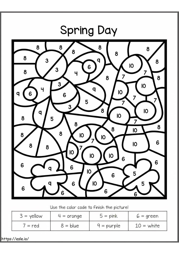 Spring For Kindergarten Color By Number coloring page