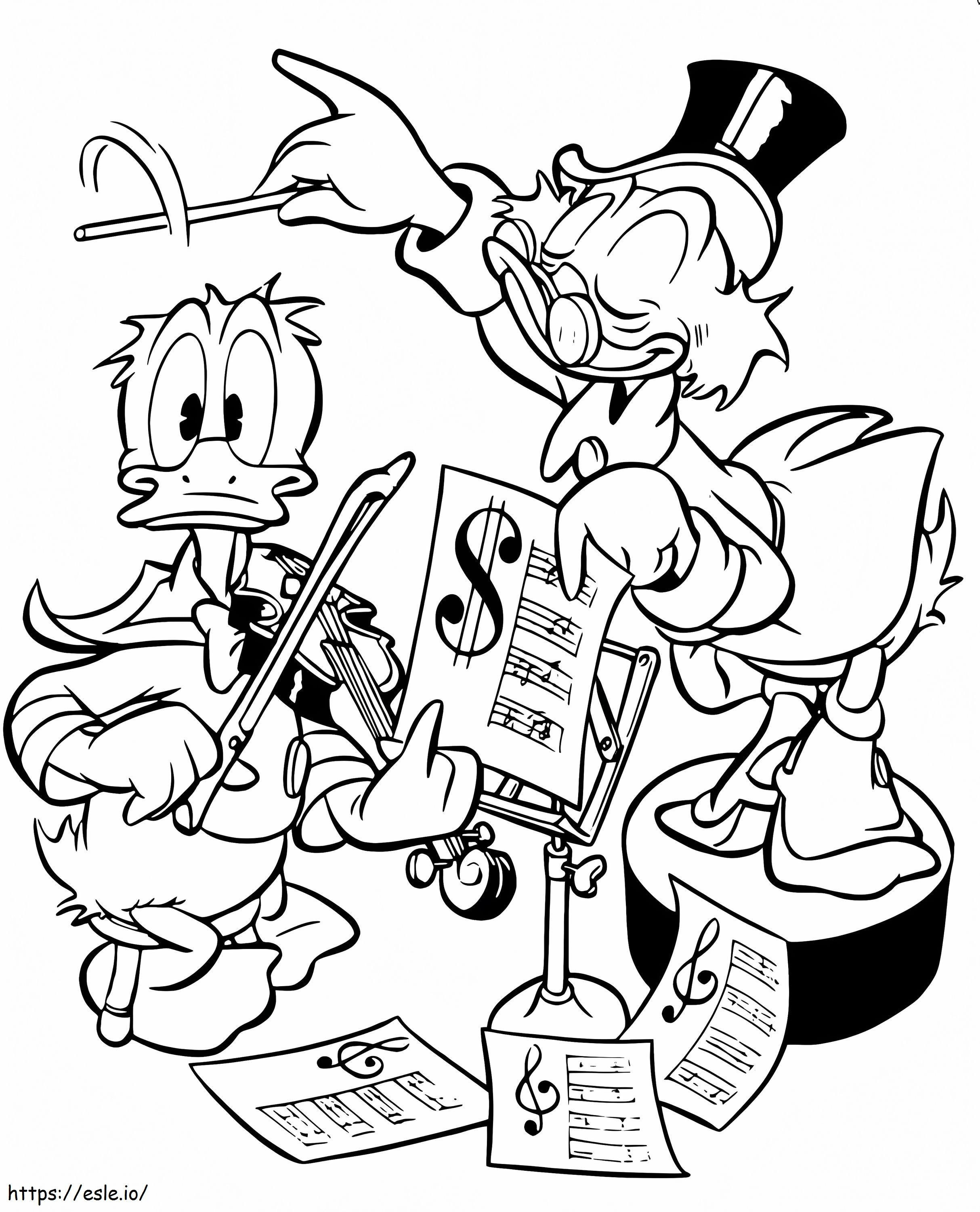 Donald e Tio Patinhas para colorir