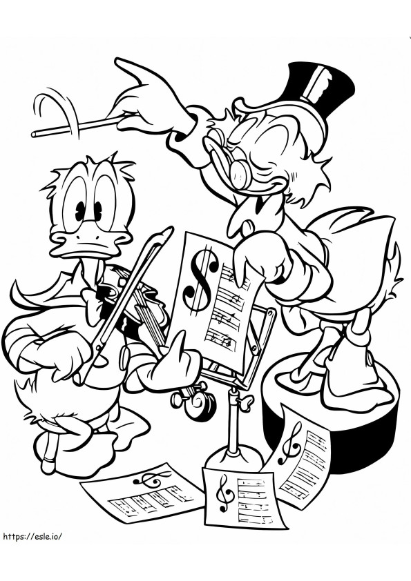 Donald și Scrooge McDuck de colorat