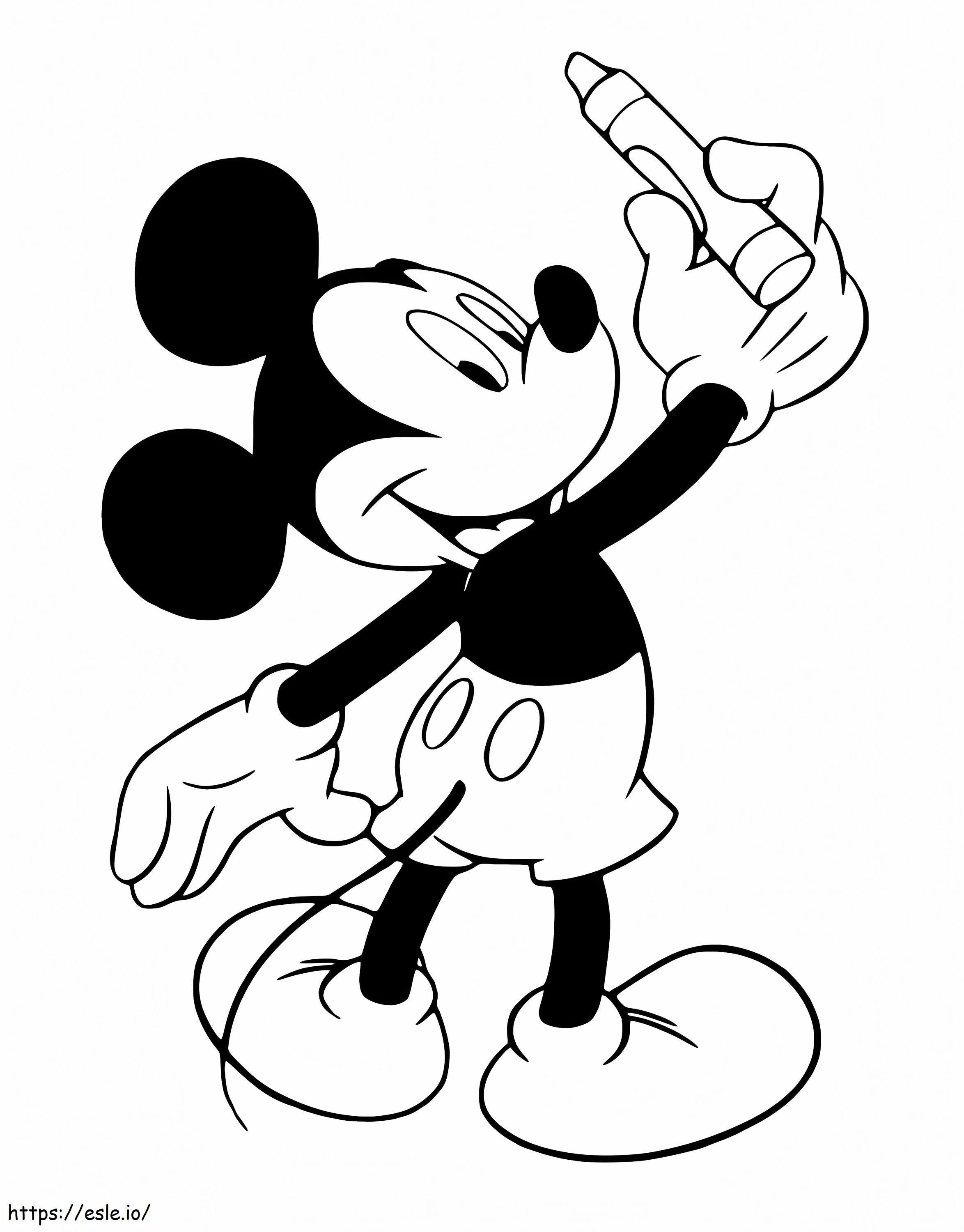 Myszka Miki trzymająca kredki kolorowanka
