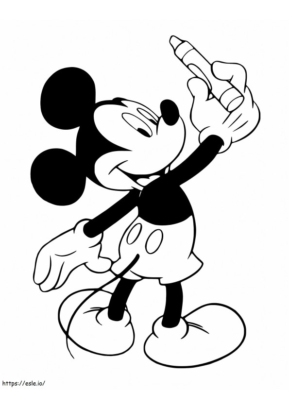 Coloriage Mickey Mouse tenant des crayons à imprimer dessin