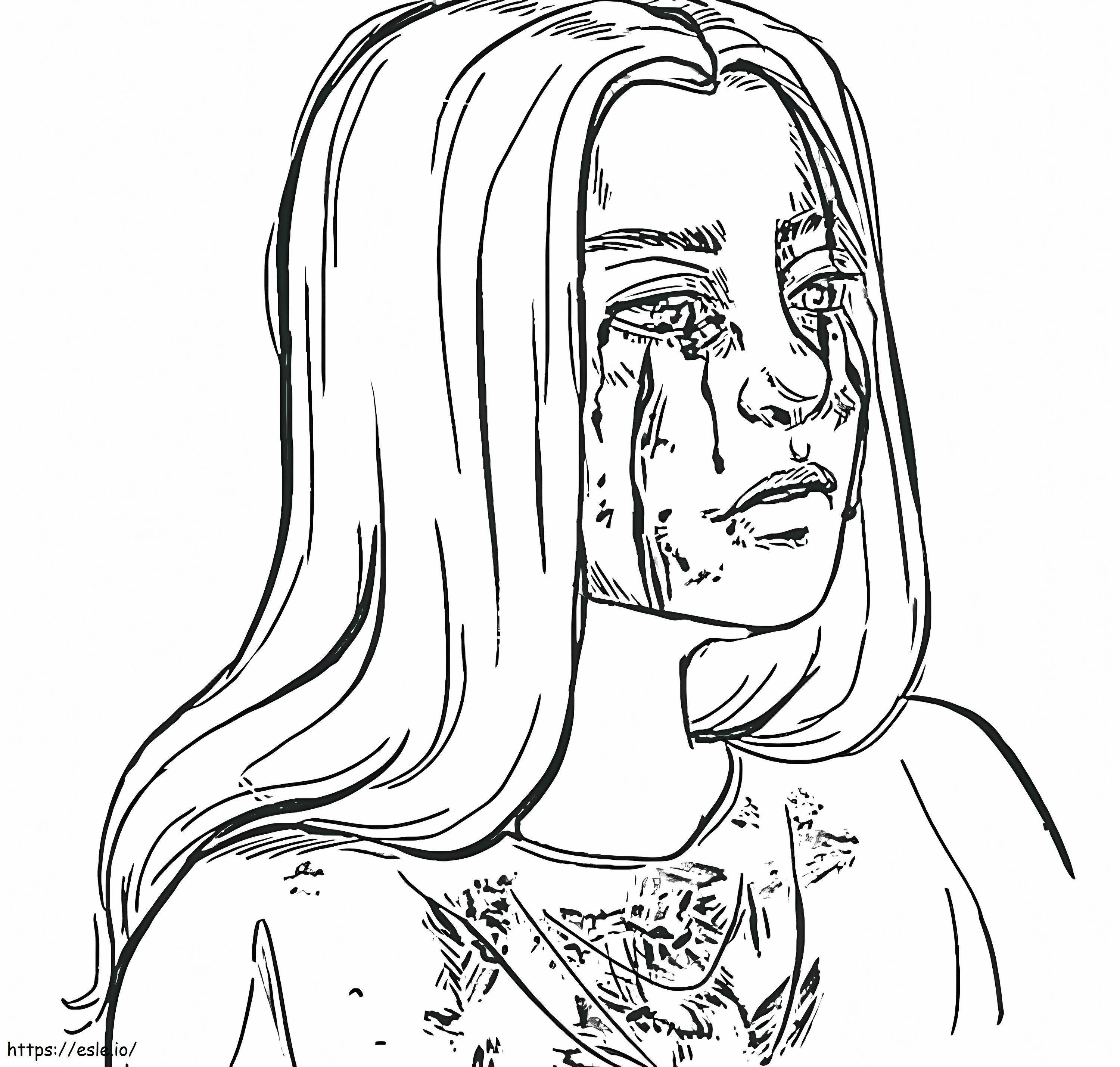 Billie Eilish com lágrimas negras para colorir