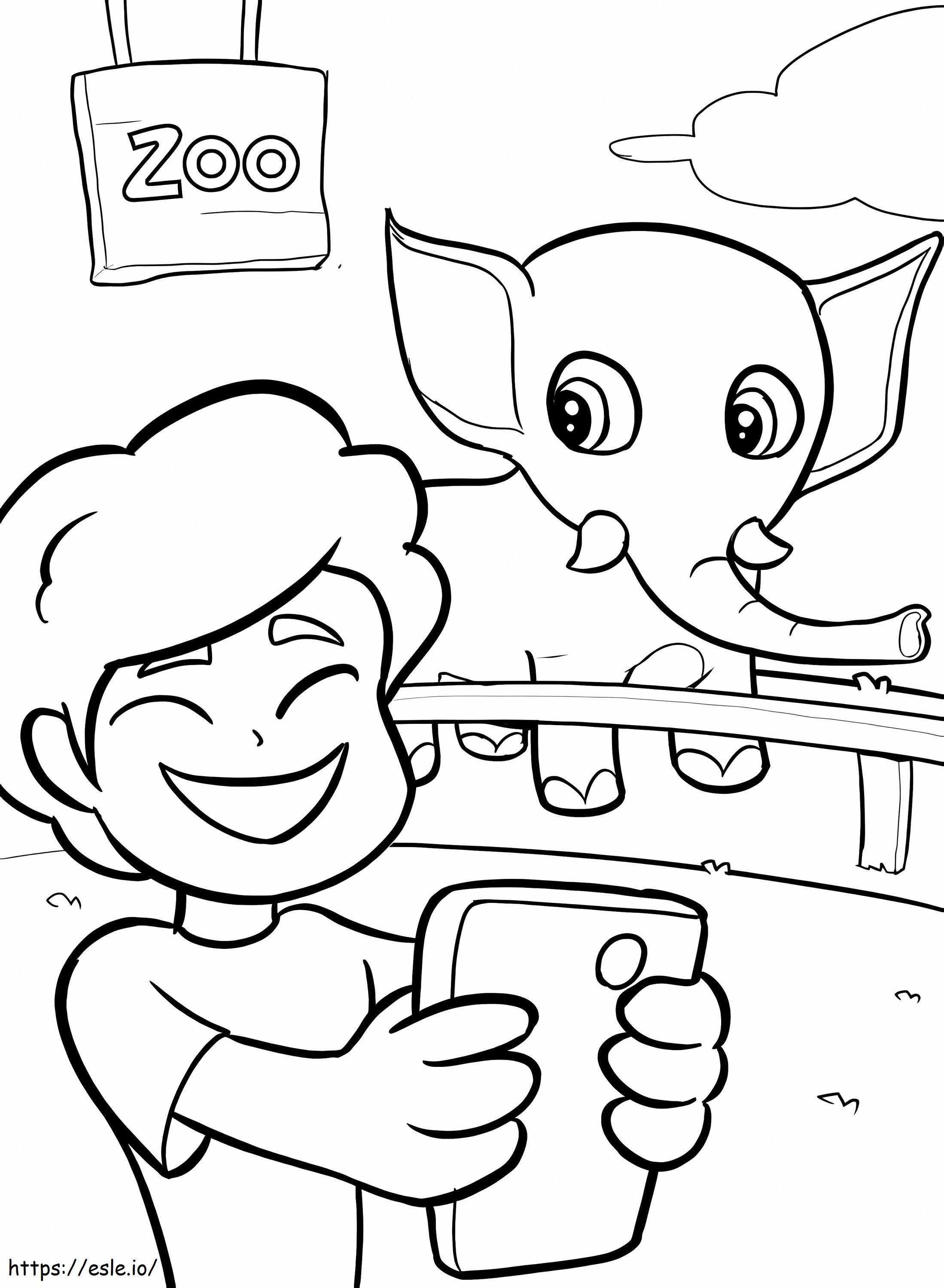 Boy At The Zoo coloring page