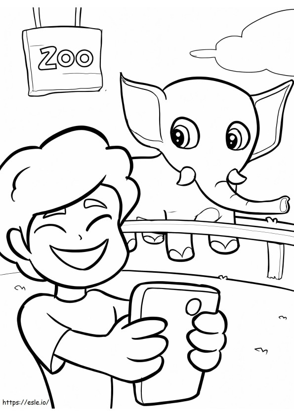 Boy At The Zoo coloring page