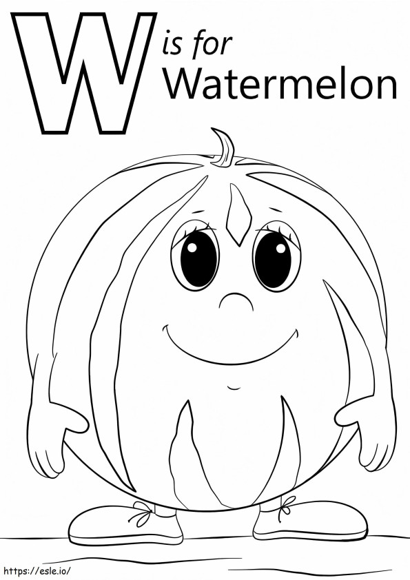 Wassermelonen-Buchstabe W ausmalbilder