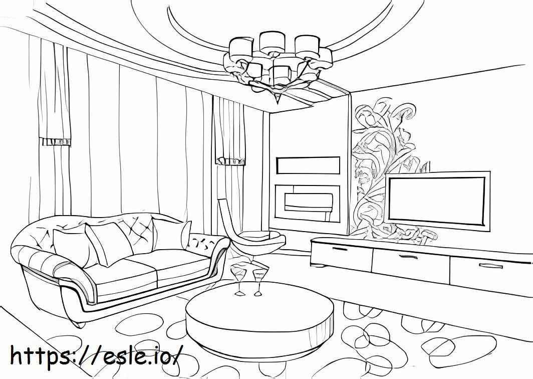 Villa Living Room coloring page