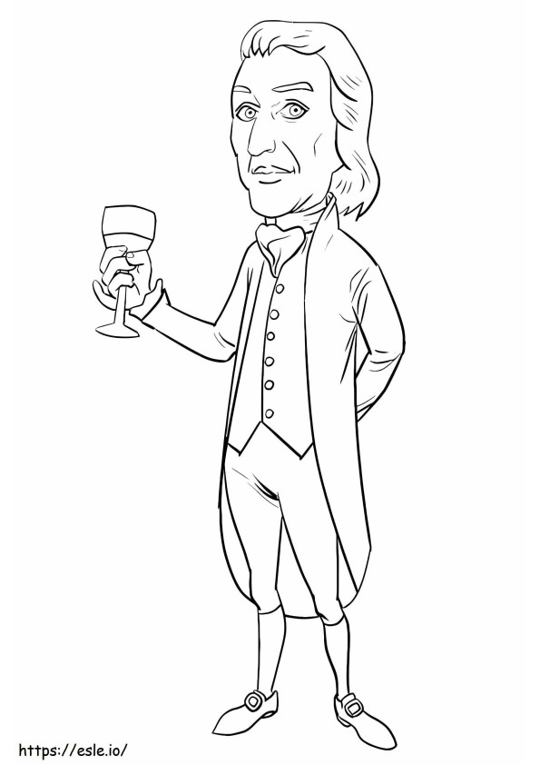 Imprimível gratuito de Thomas Jefferson para colorir