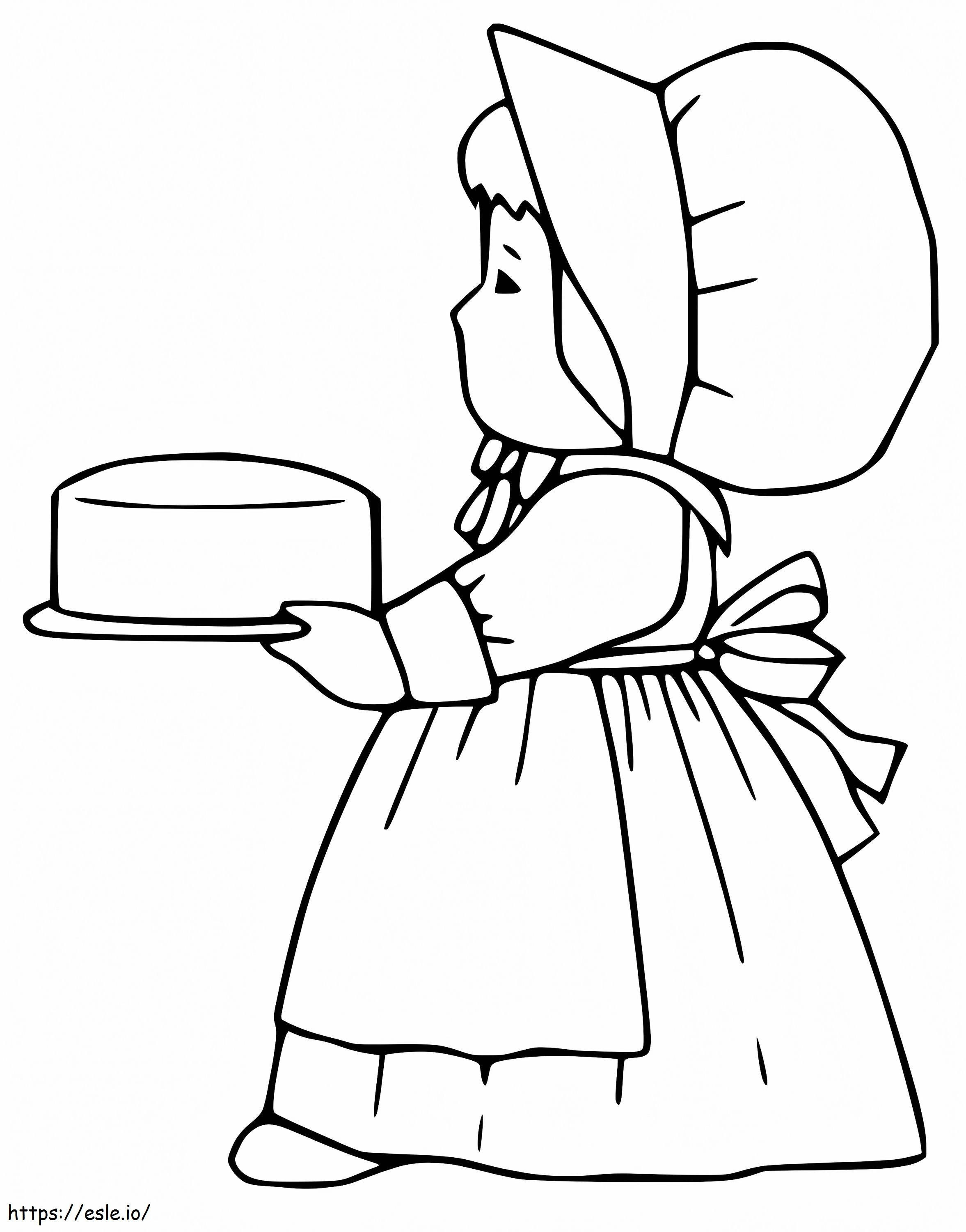 Fata Pelerină Și Tort de colorat