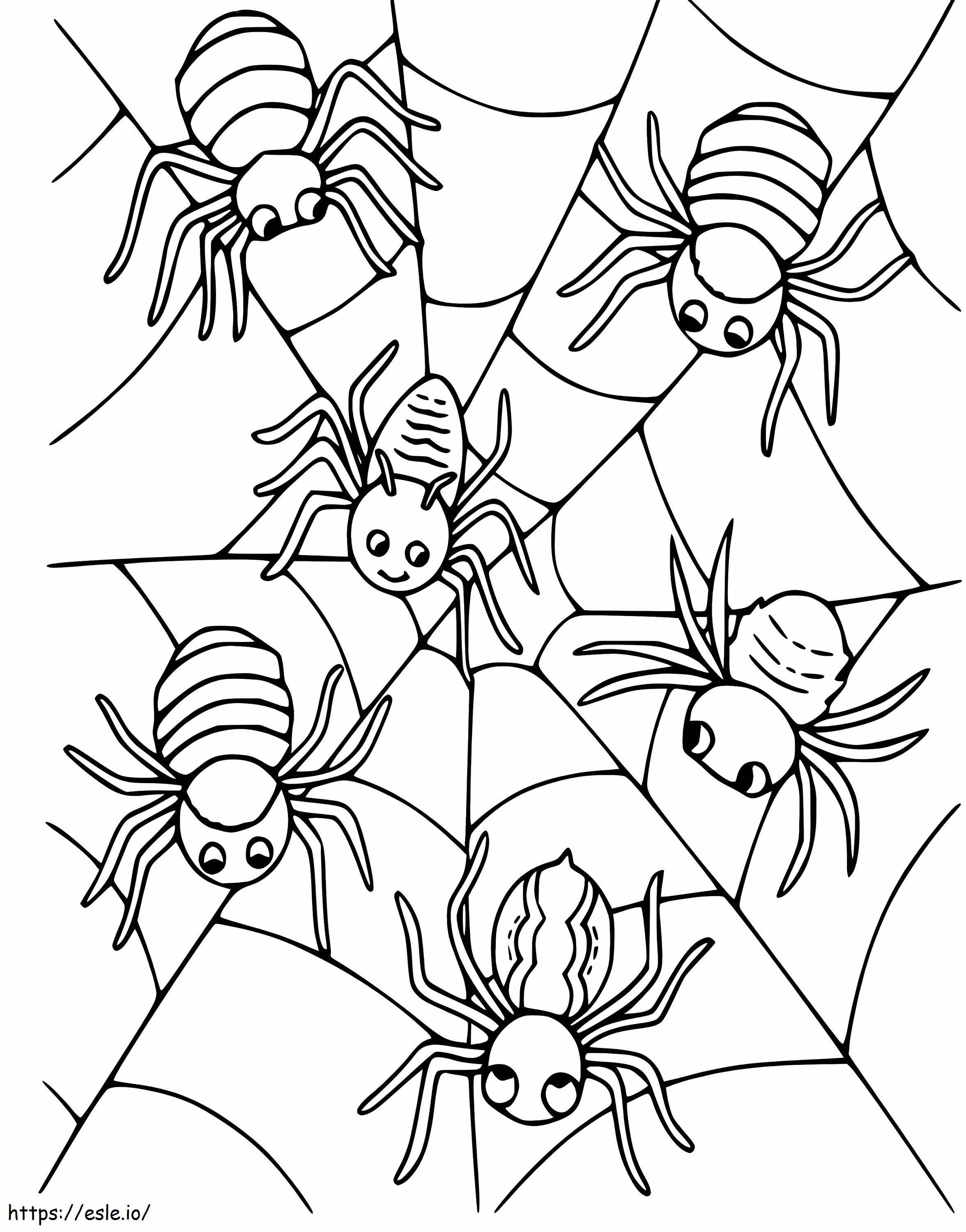 Spiders On Spider Web coloring page