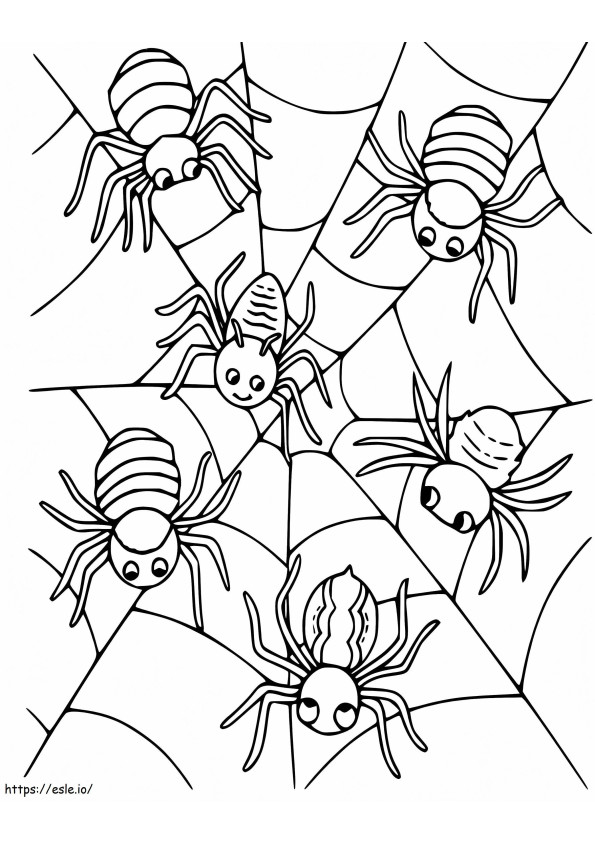 Arañas en telaraña para colorear