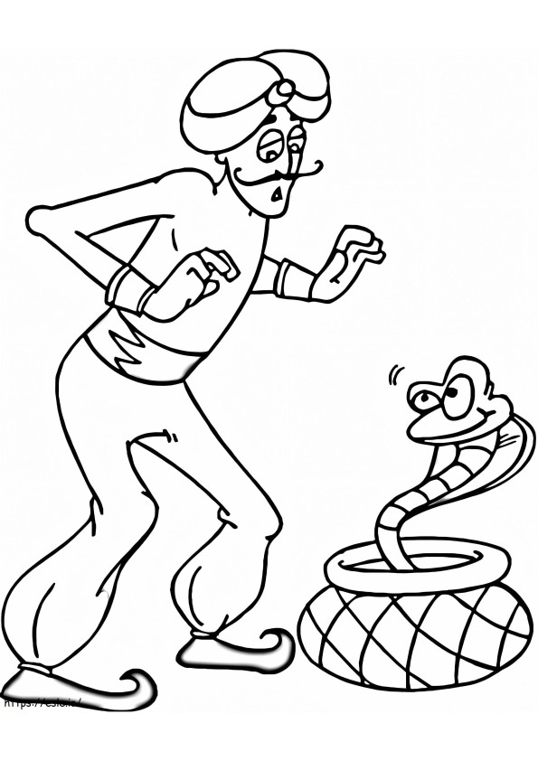 Indian Man And Cobra coloring page
