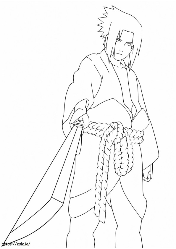 Sasuke With Sword A4 coloring page