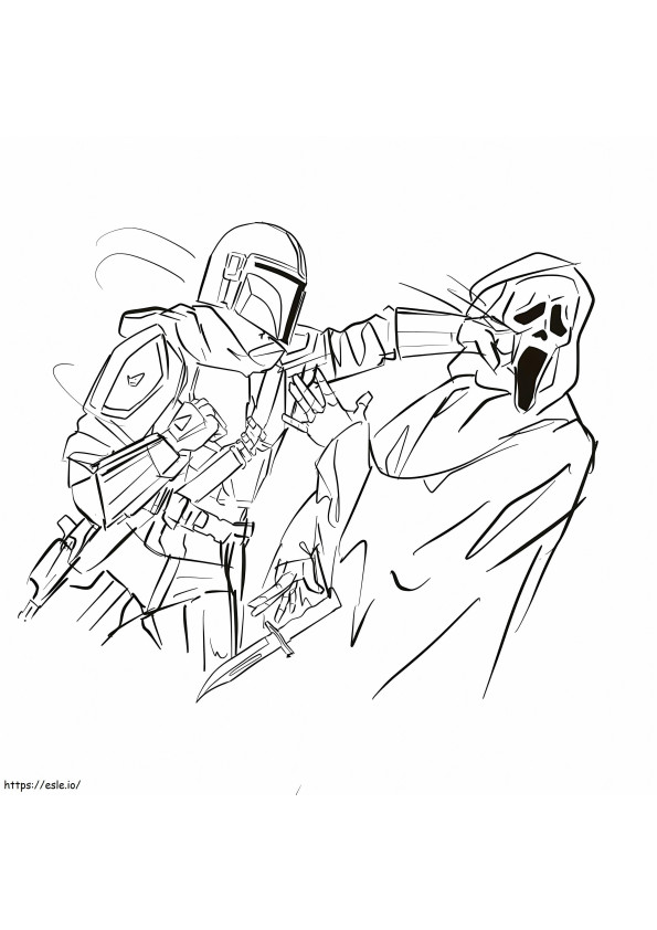 Knight Vs Ghost Face coloring page