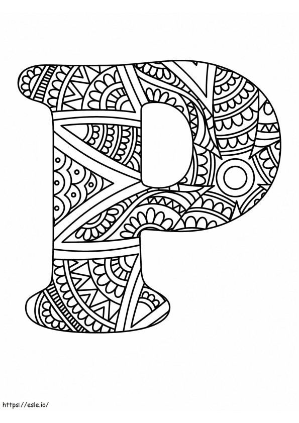 Letra P Mandala Alfabeto para colorear