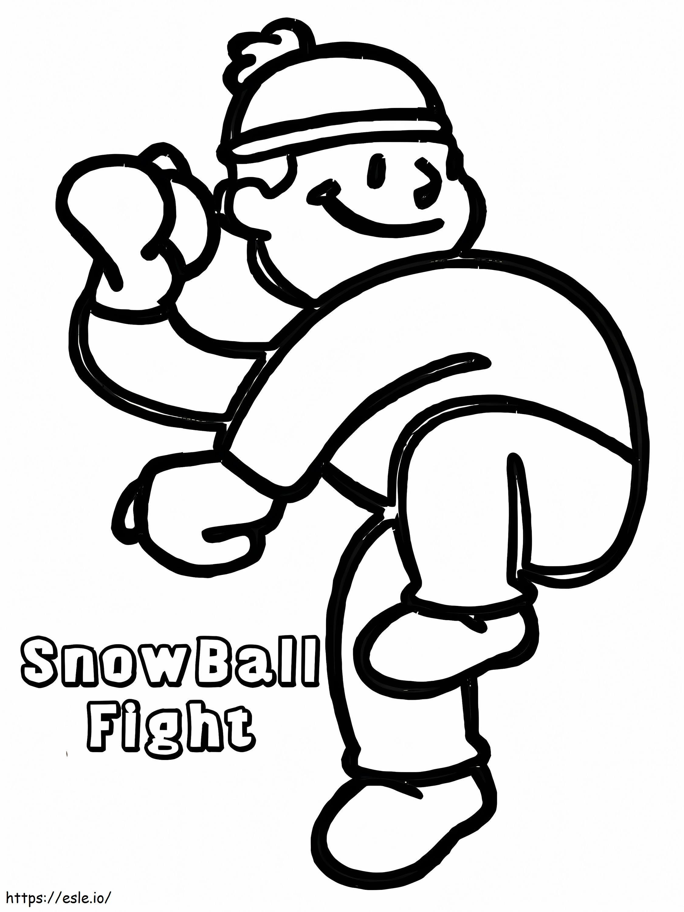 Coloriage Bataille de boules de neige à imprimer à imprimer dessin
