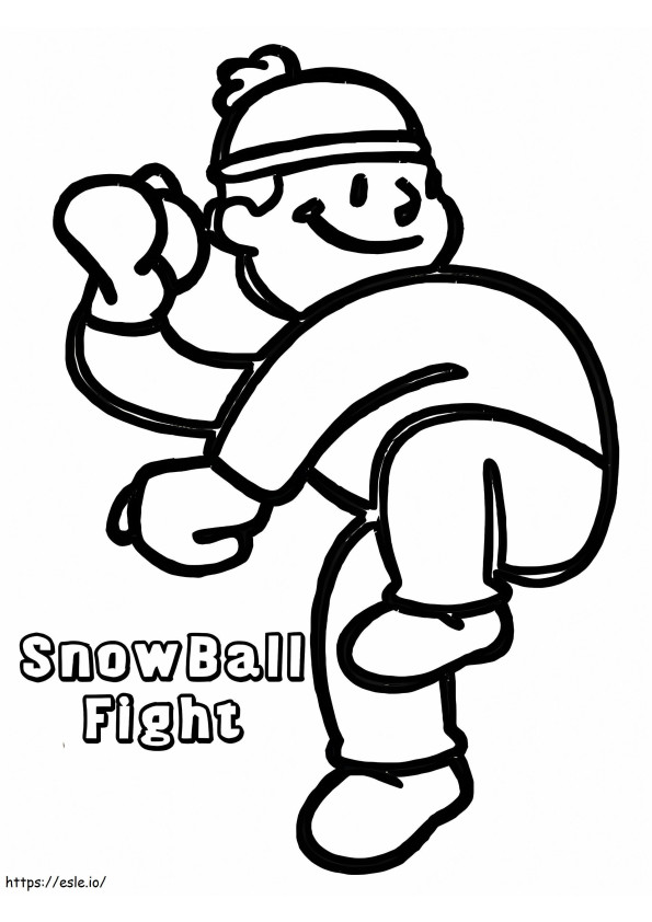 Coloriage Bataille de boules de neige à imprimer à imprimer dessin