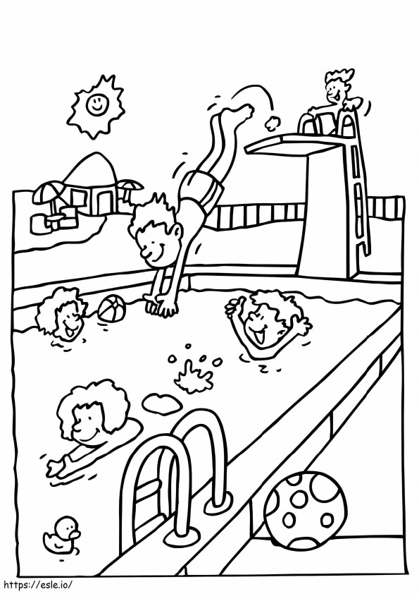 Summer Swimming Pool coloring page