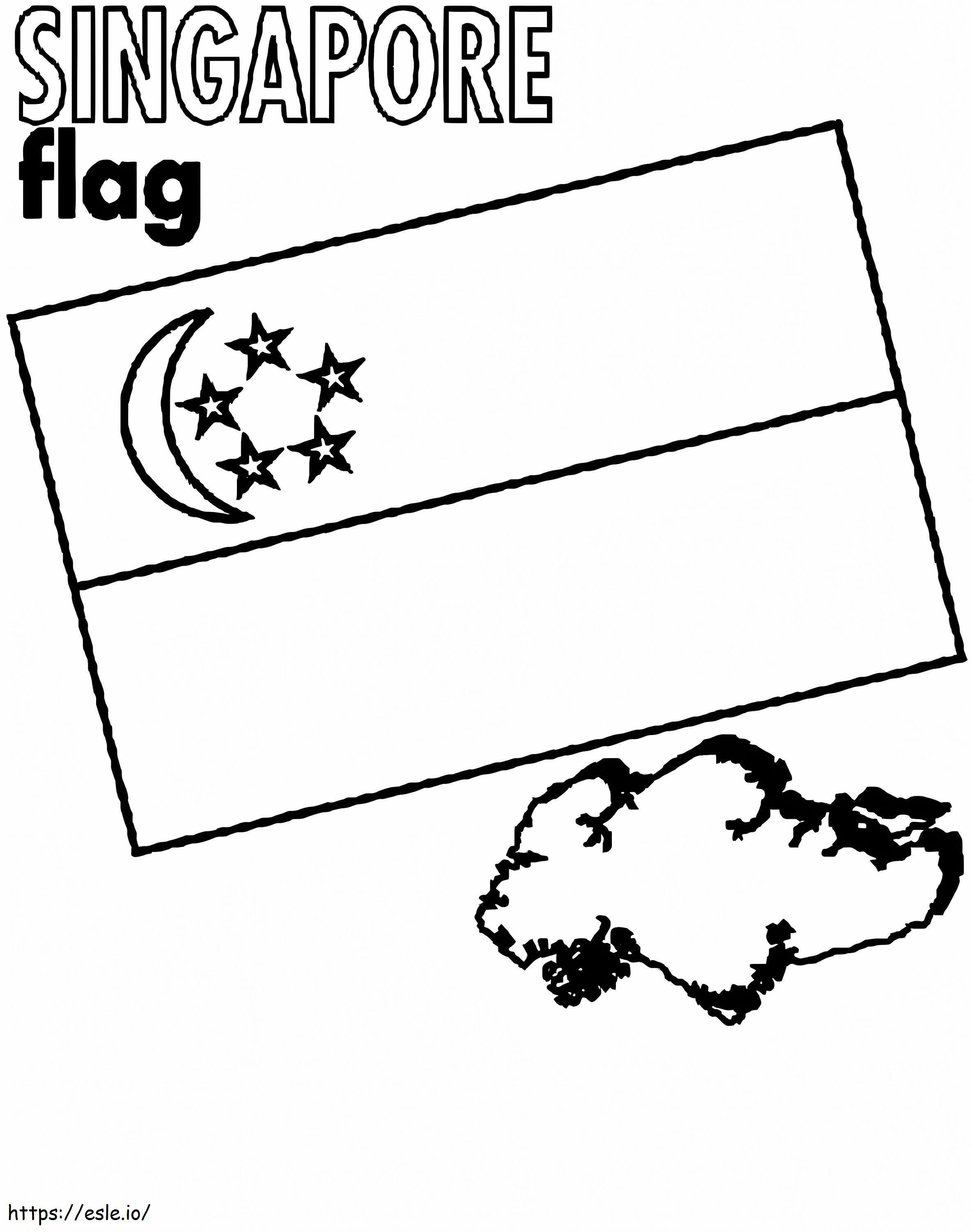 Singaporen lippu ja kartta värityskuva