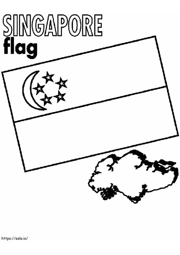 Singapore Vlag En Kaart kleurplaat