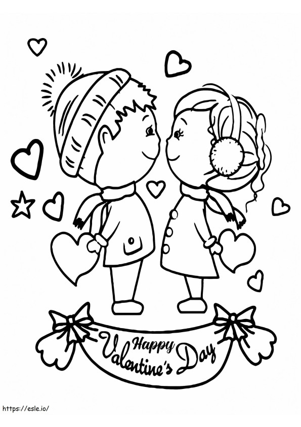 Kids And Hearts Valentine S Day coloring page