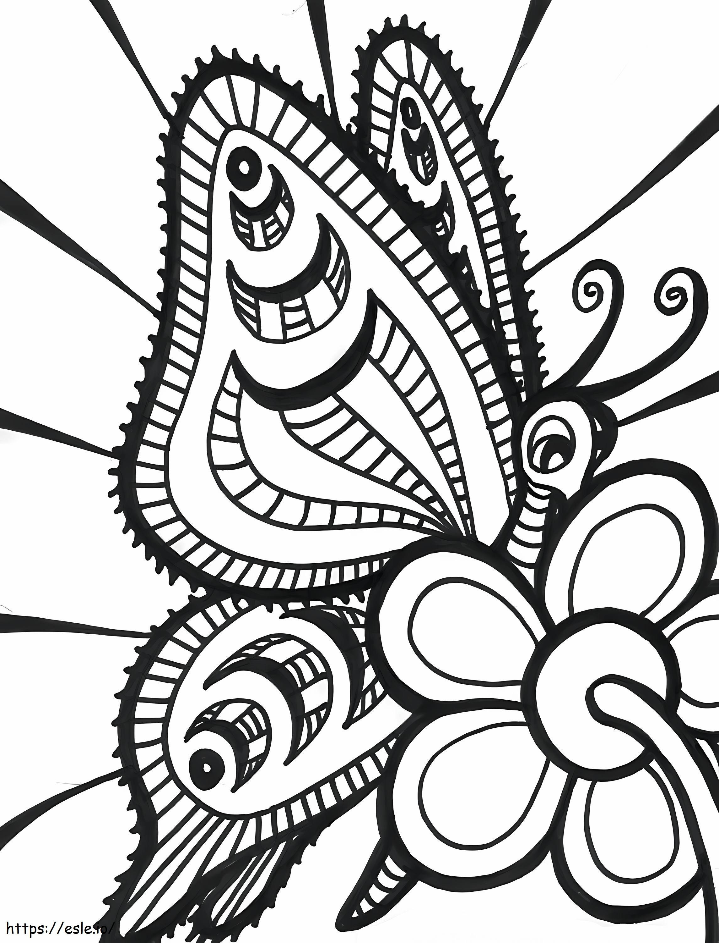 Butterfly And Flower Abstract coloring page