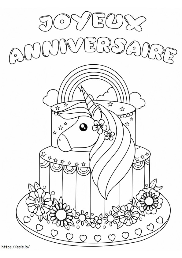 Happy Birthday With Unicorn coloring page