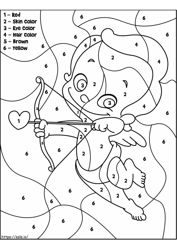 Valentine Cupid Color By Number coloring page