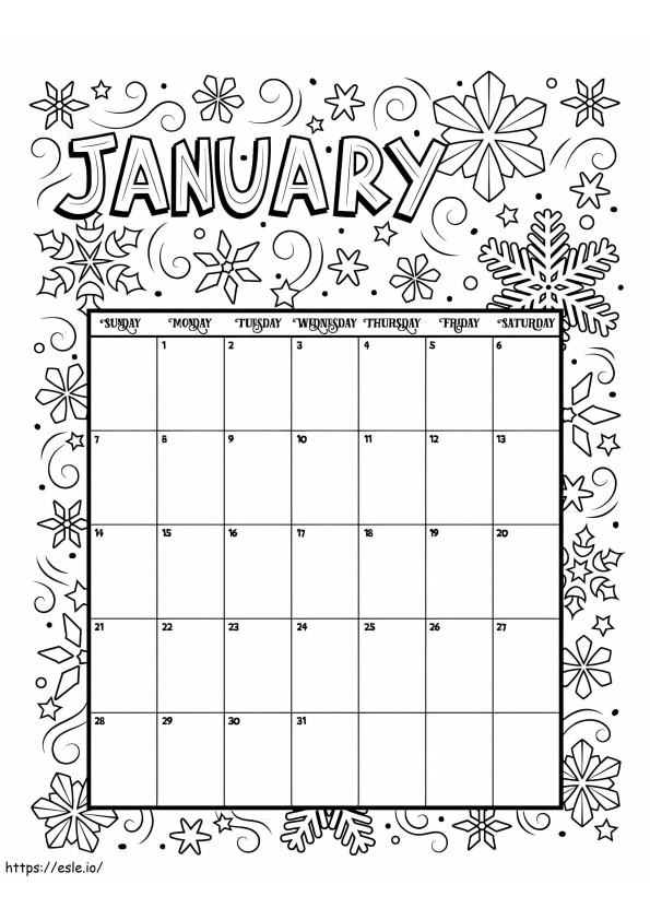 Calendar January coloring page