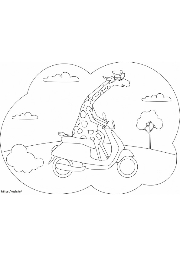 Girafa andando de moto para colorir