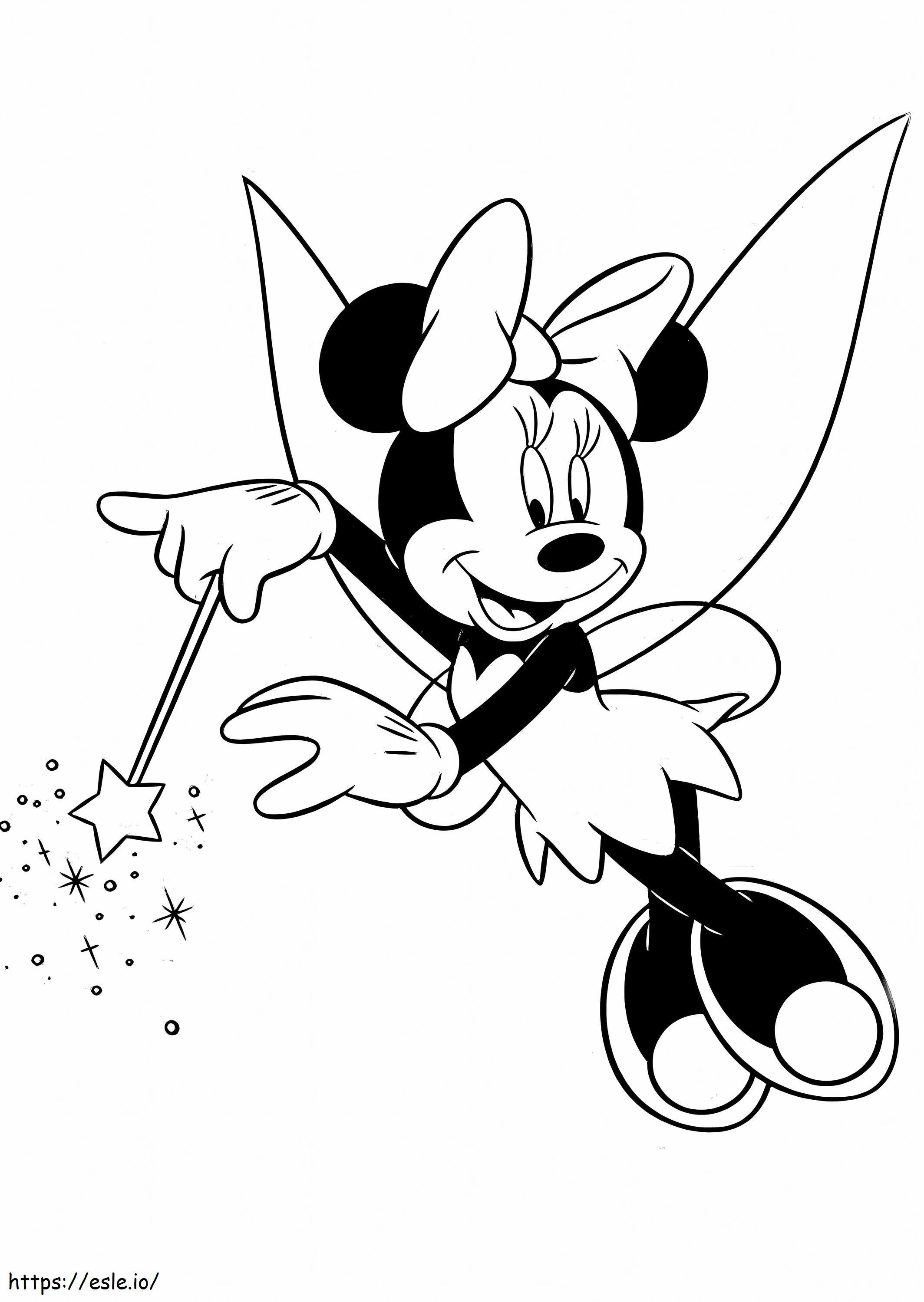 Coloriage Fée Minnie Mouse avec baguette magique à imprimer dessin