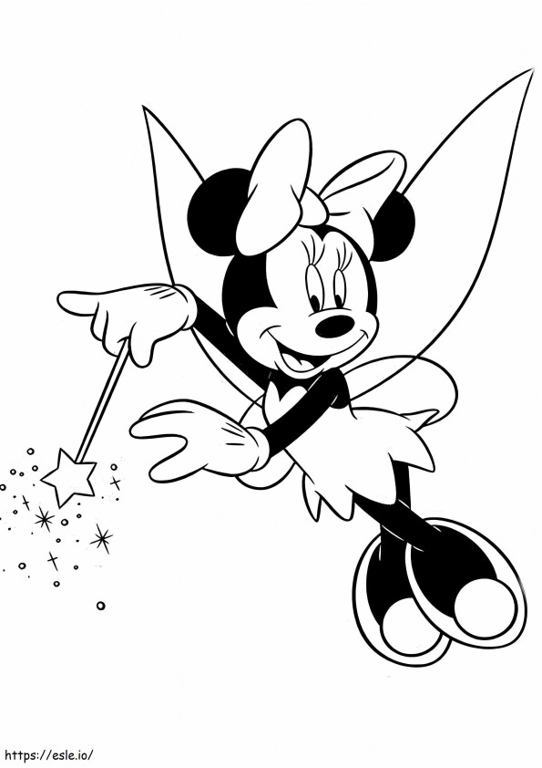Peri Minnie Mouse Dengan Tongkat Sihir Gambar Mewarnai