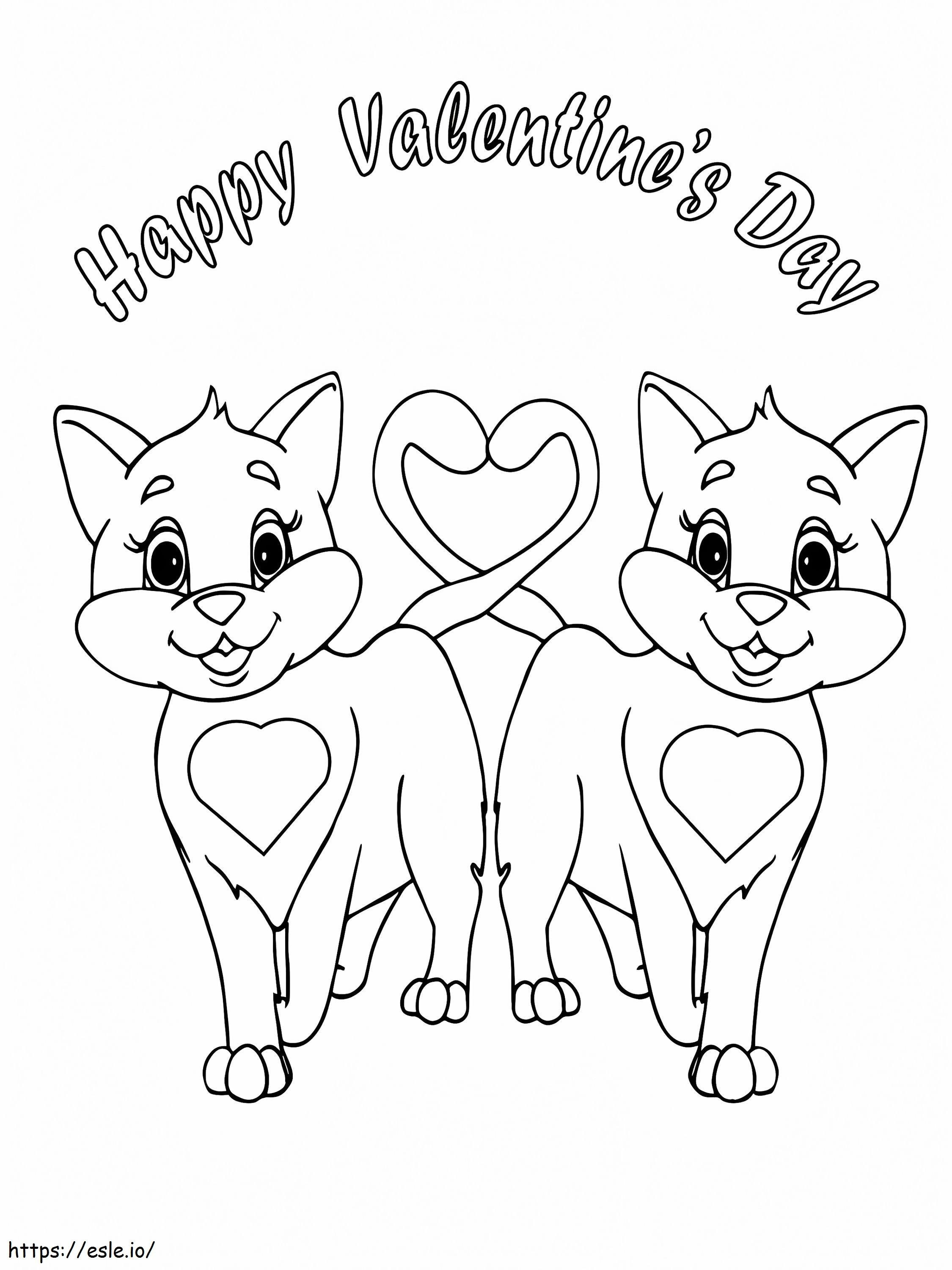 Valentijnsdag schattige katten kleurplaat kleurplaat
