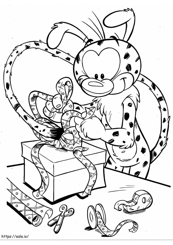 Marsupilami And Gift coloring page