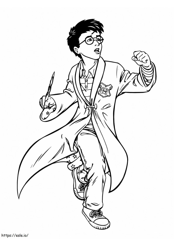 Harry Potter With Magic Wand 768X1024 coloring page