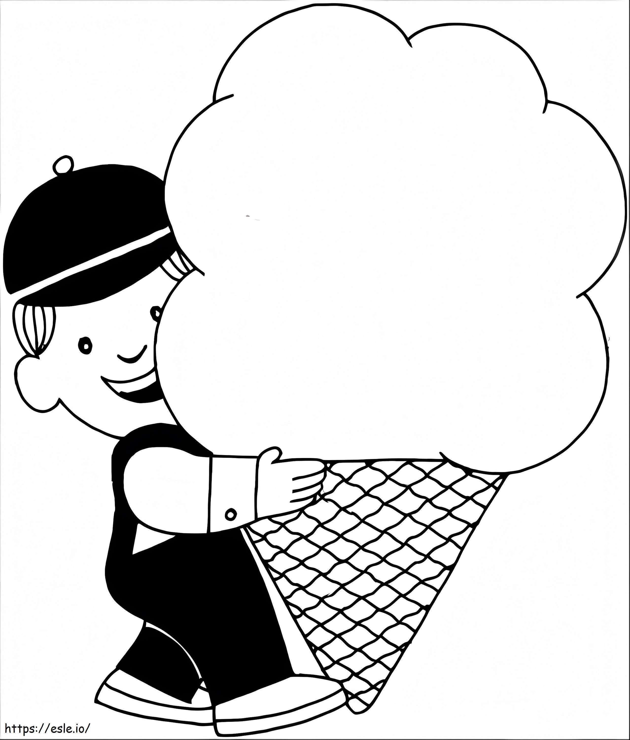 大きなアイスクリームを持つ小さな男の子 ぬりえ - 塗り絵