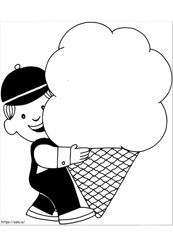 大きなアイスクリームを持つ小さな男の子 ぬりえ - 塗り絵
