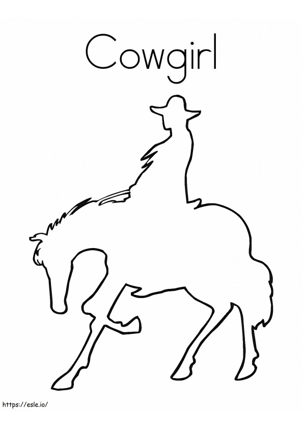 Cowgirl ja hevonen ääriviivat värityskuva