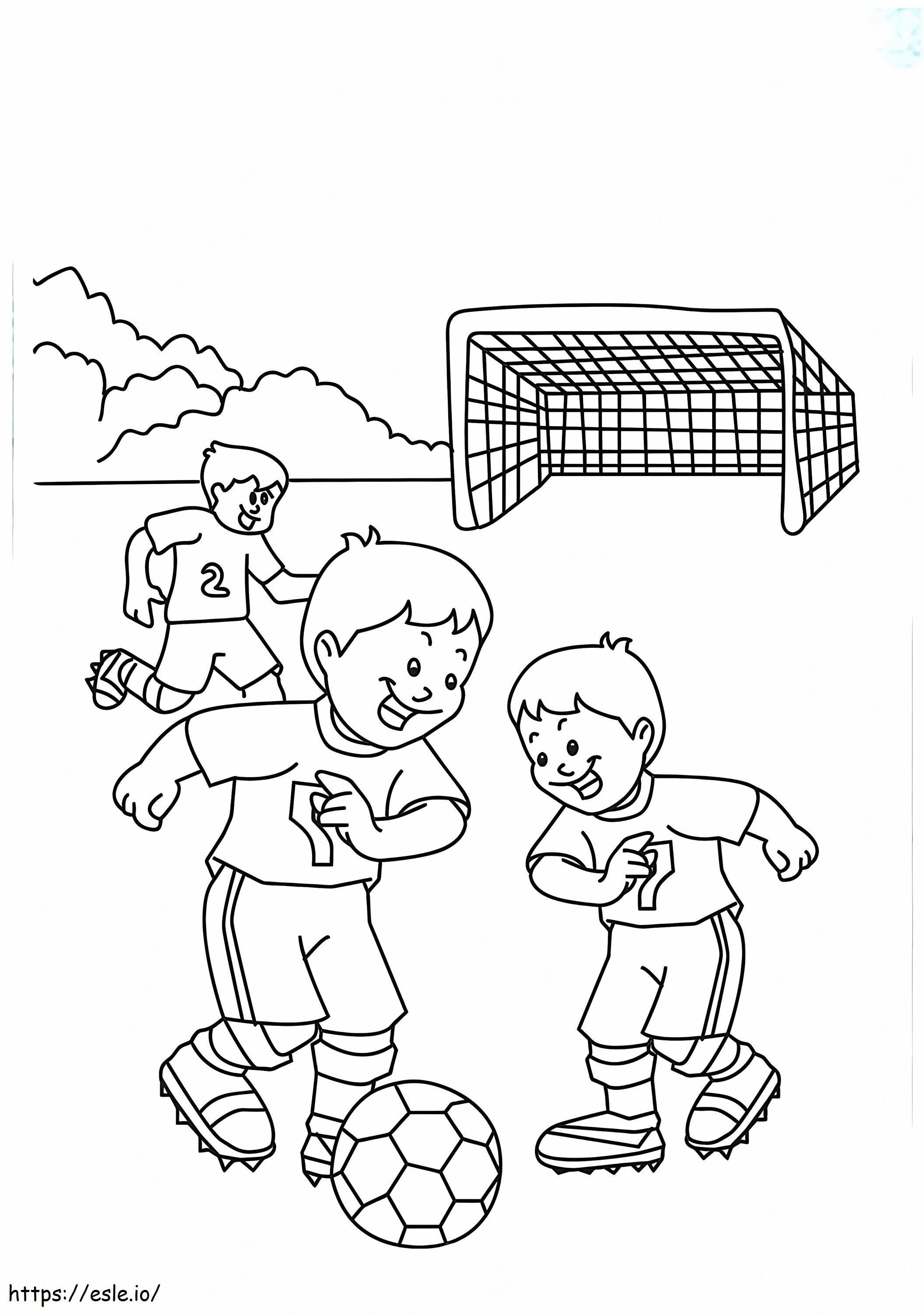 Coloriage _Les garçons jouant au football 16 A4_Copy à imprimer dessin