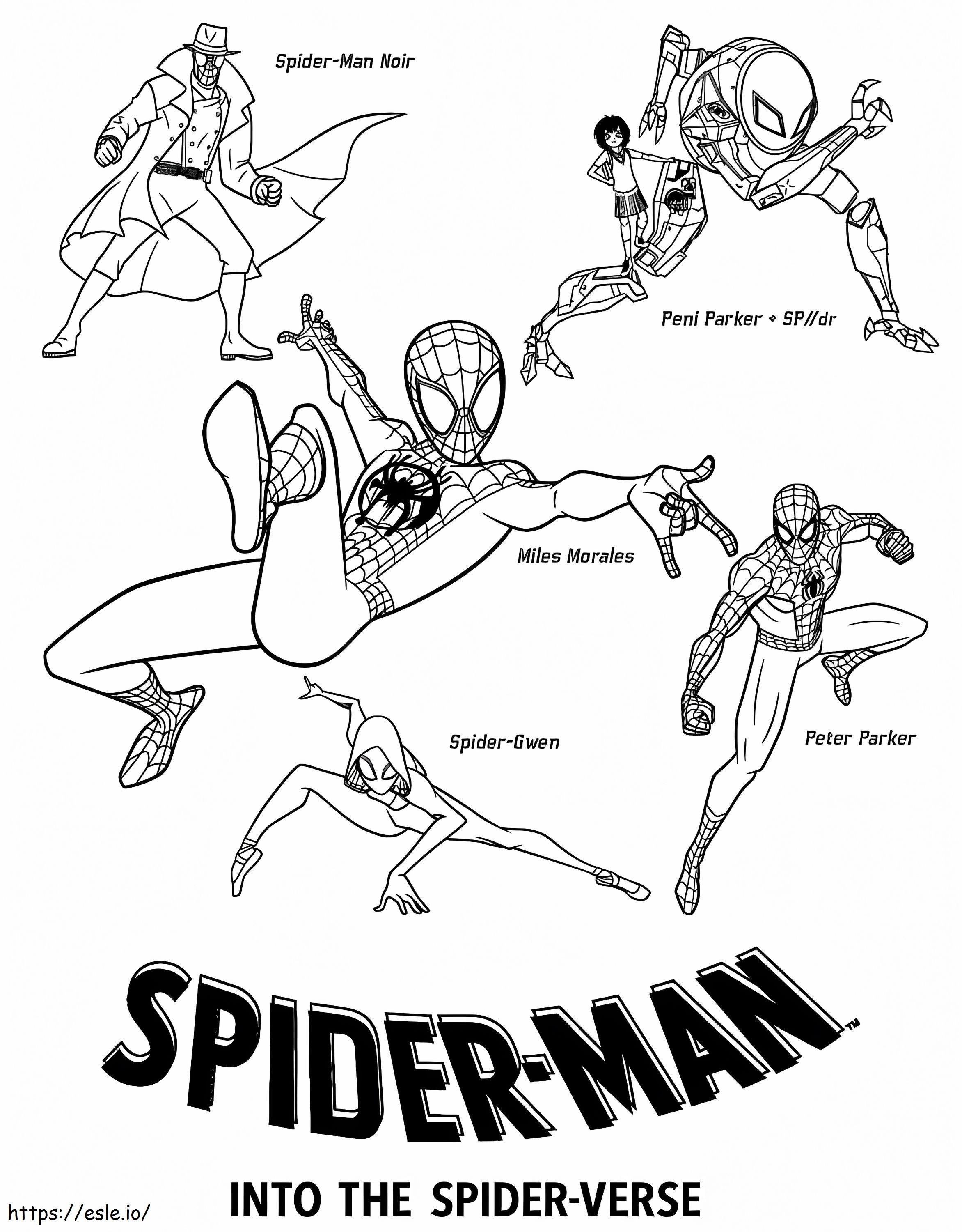 Characters And Miles Morales coloring page