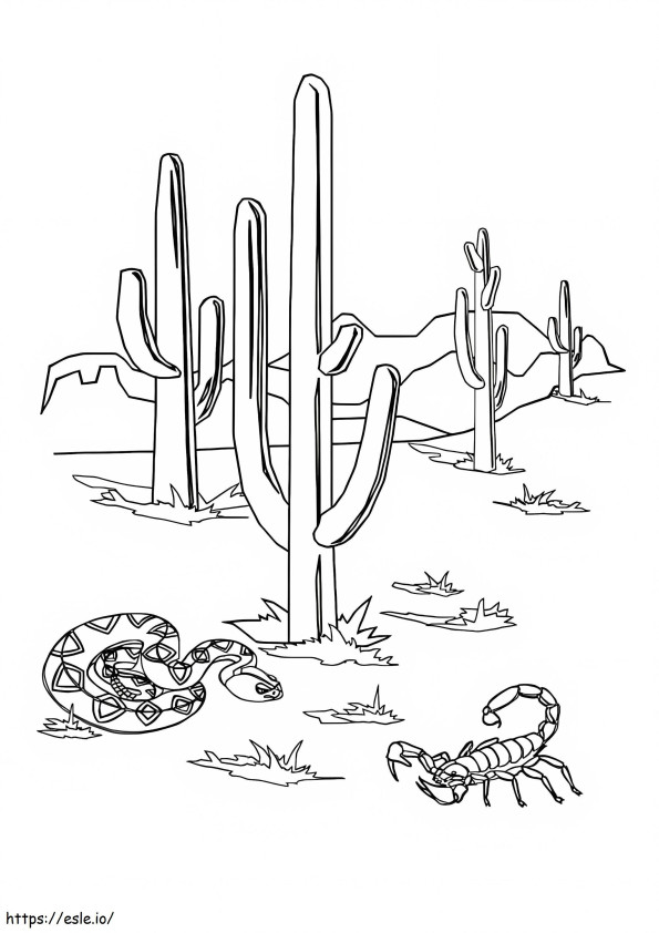 Coloriage Scorpion et serpent du désert à imprimer dessin