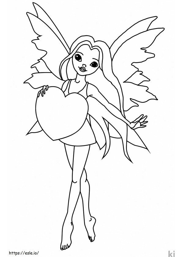 Fairy And Heart coloring page