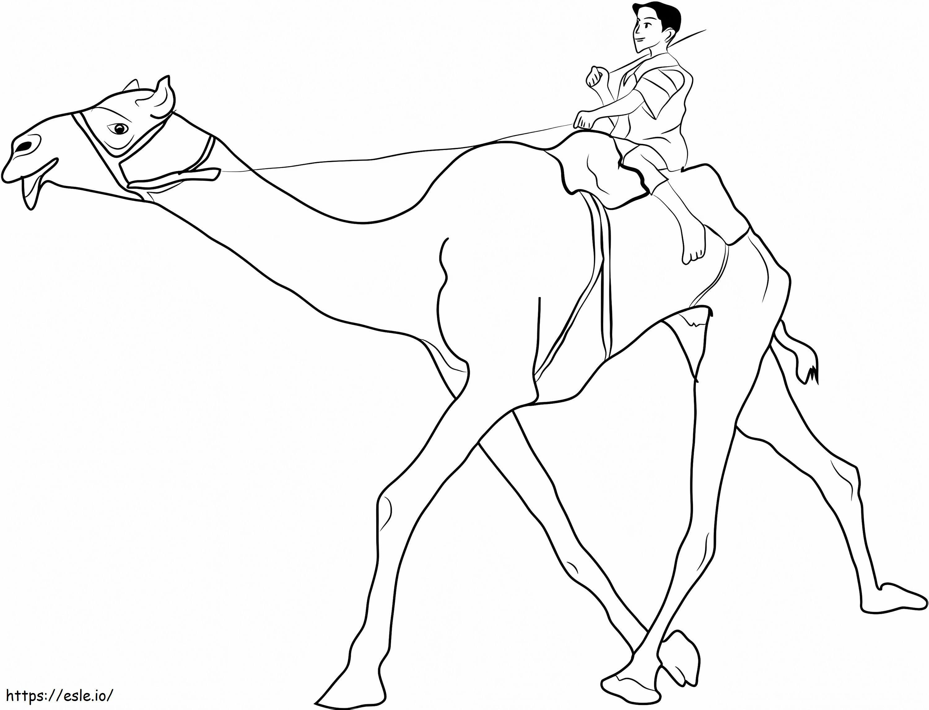 Man Riding Camel A4 coloring page