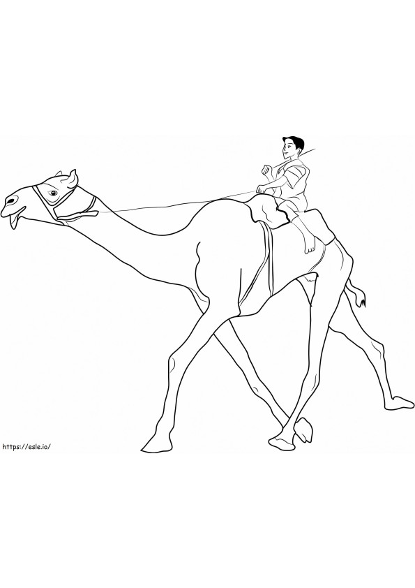 Man Riding Camel A4 coloring page