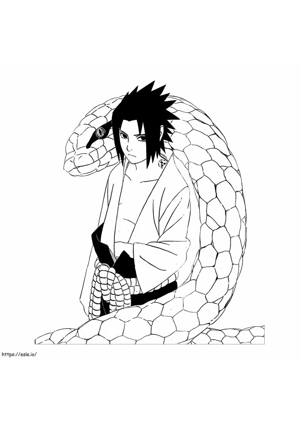 Sasuke en Grote Serpent kleurplaat